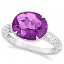 Oval Cut Amethyst Cocktail Ring in Sterling Silver (4.19ct)