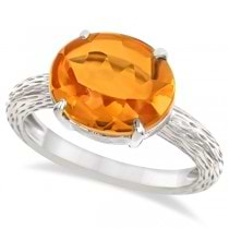 Oval Cut Citrine Cocktail Ring in Sterling Silver (4.50ct)