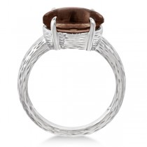 Oval Cut Smoky Quartz Cocktail Ring in Sterling Silver (4.42ct)