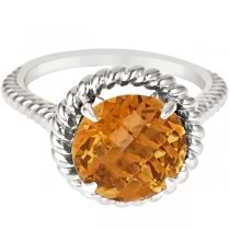 Round Cut Citrine Cocktail Ring in Sterling Silver (4.32ct)