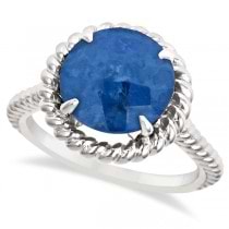 Round Cut Lapis Cocktail Ring in Sterling Silver (4.83ct)
