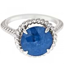 Round Cut Lapis Cocktail Ring in Sterling Silver (4.83ct)