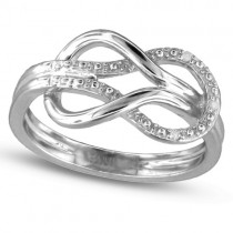 Diamond-Accented Sterling Silver Love Knot Ring (0.02ctw)