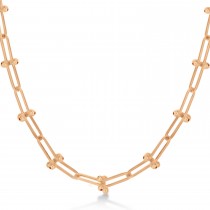 U-Link Paperclip Bead Hardwear Chain Necklace 14k Rose Gold