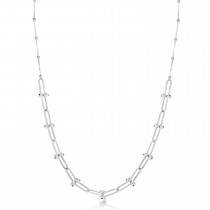 U-Link Paperclip Bead Hardwear Chain Necklace 14k White Gold