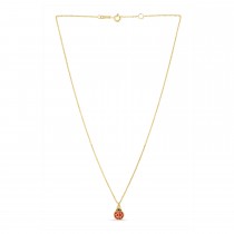 Ladybug Enamel Pendant Necklace 14k Yellow Gold