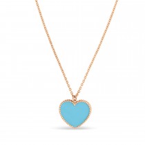 Turquoise Heart Pendant Necklace 14k Rose Gold