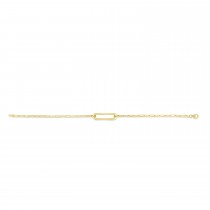 Paperclip Straight Open Bar Bracelet 14k Yellow Gold