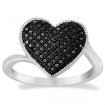 Heart-Shape Diamond Accent & Black Diamond Ring Sterling Silver (0.25ct)