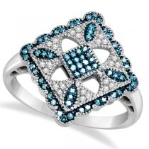 Modern White and Blue Diamond Cocktail Ring Sterling Silver (0.26 ct)
