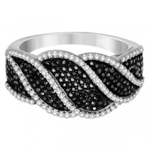Unique White and Black Diamond Fashion Ring Sterling Silver (0.75ct)