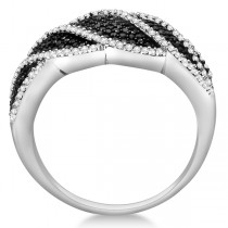 Unique White and Black Diamond Fashion Ring Sterling Silver (0.75ct)