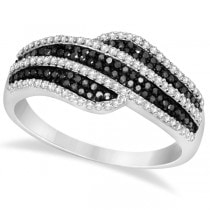 Contemporary White and Black Diamond Ring Sterling Silver (0.40ct)