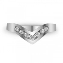Ladies Chevron V Shaped Midi Diamond Ring in 14k White Gold 0.35ct