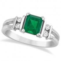 Emerald Cut Diamond and Emerald Ring 14k Yellow Gold (1.00ct)