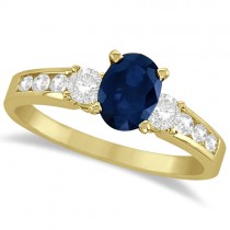 Diamond and Blue Sapphire Engagement Ring 14k Yellow Gold (1.40ct)