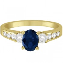 Diamond and Blue Sapphire Engagement Ring 14k Yellow Gold (1.40ct)