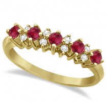 5 Stone Ruby and Diamond Anniversary Ring 14k Yellow Gold (0.52ct)
