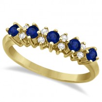 5 Stone Diamond and Blue Sapphire Ring 14k Yellow Gold (0.53ct)