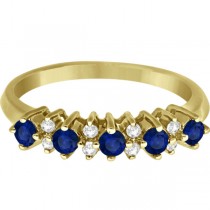 5 Stone Diamond and Blue Sapphire Ring 14k Yellow Gold (0.53ct)