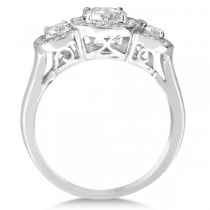 Diamond Accented Three Stone Fashion Ring in 14k White Gold (1.00ct)