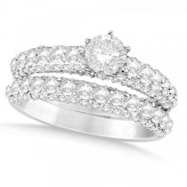 Diamond Engagement Ring Wedding Band Set in 14k White Gold (2.00ct)