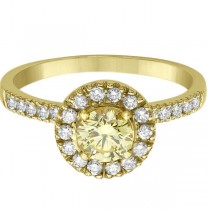 Halo Round Yellow Diamond Engagement Ring 18k Yellow Gold (0.85ct)