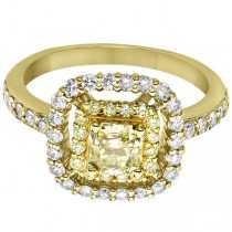 Halo White and Yellow Diamond Engagement Ring 18k Yellow Gold (1.39ct)