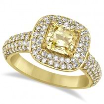 Wide Halo Radiant Yellow Diamond Engagement Ring 18k Yellow Gold (1.89ct)