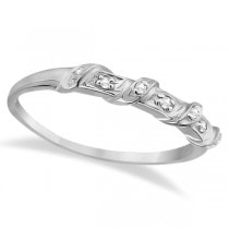 Ladies Diamond Wedding Band Ring 14K White Gold (.02ct)