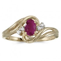 Ruby and Diamond Swirl Ring in 14k Yellow Gold (0.95ctw)