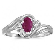 Ruby and Diamond Swirl Ring in 14k White Gold (0.95ctw)