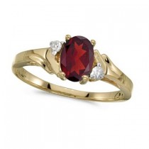 Oval Garnet and Diamond Cocktail Ring 14K Yellow Gold (0.95ct)