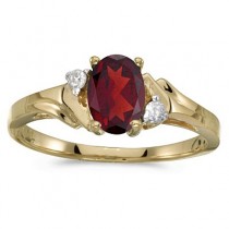 Oval Garnet and Diamond Cocktail Ring 14K Yellow Gold (0.95ct)
