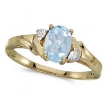 Oval Aquamarine and Diamond Ring in 14K Yellow Gold (0.70ct)