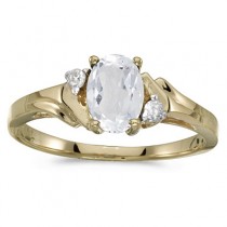 Oval White Topaz and Diamond Accented Ring 14K Yellow Gold (1.00ct)