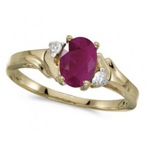 Oval Ruby and Diamond Ring in 14K Yellow Gold (0.95ct)