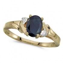 Oval Blue Sapphire and Diamond Ring in 14K Yellow Gold (0.95ct)