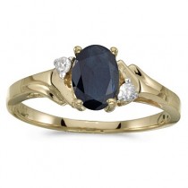 Oval Blue Sapphire and Diamond Ring in 14K Yellow Gold (0.95ct)