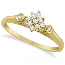 Flower Ladies Diamond Cluster Promise Ring 14K Yellow Gold (0.10ct)