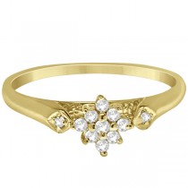 Flower Ladies Diamond Cluster Promise Ring 14K Yellow Gold (0.10ct)