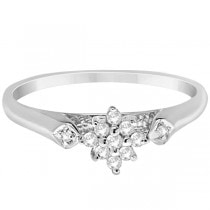 Flower Ladies Diamond Cluster Promise Ring 14K White Gold (0.10ct)