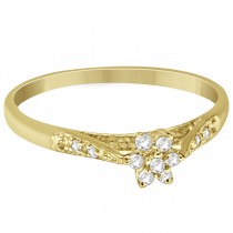 Floral Ladies Diamond Cluster Promise Ring in 14k Yellow Gold (0.10ct)