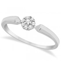 Lady's Round Diamond Cluster Promise Ring 14K White Gold (0.07ct)