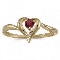 Garnet Heart Right-Hand Ring in 14k Yellow Gold (0.30ct)