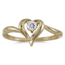 White Topaz Heart Shaped Right-Hand Ring 14k Yellow Gold (0.30ct)