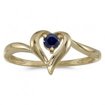 Blue Sapphire Heart Right-Hand Ring in 14k Yellow Gold (0.30ct)