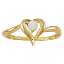 Round Opal Heart Shaped Ring in 14K Yellow Gold (0.16ct)
