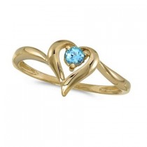 Blue Topaz Heart Right-Hand Ring in 14k Yellow Gold (0.30ct)