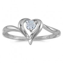 Aquamarine Heart Right-Hand Ring in 14k White Gold (0.23ct)